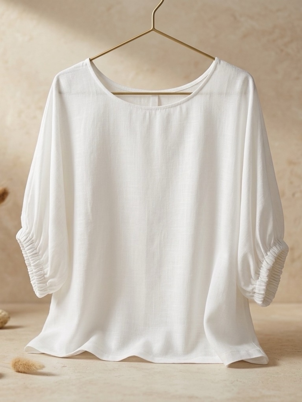 Elegant White Balloon-Sleeve Oversized Camisole Top